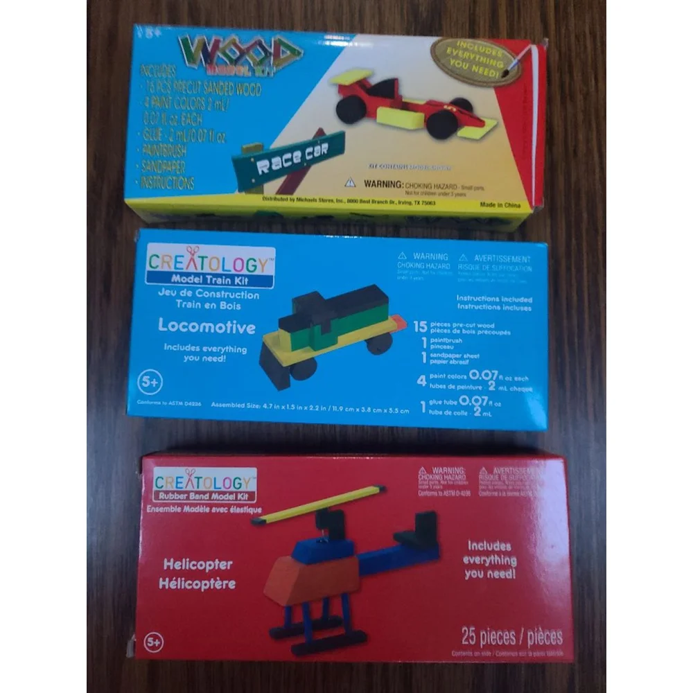 Creatology Race Car Train Helicopter Model Wood Kits